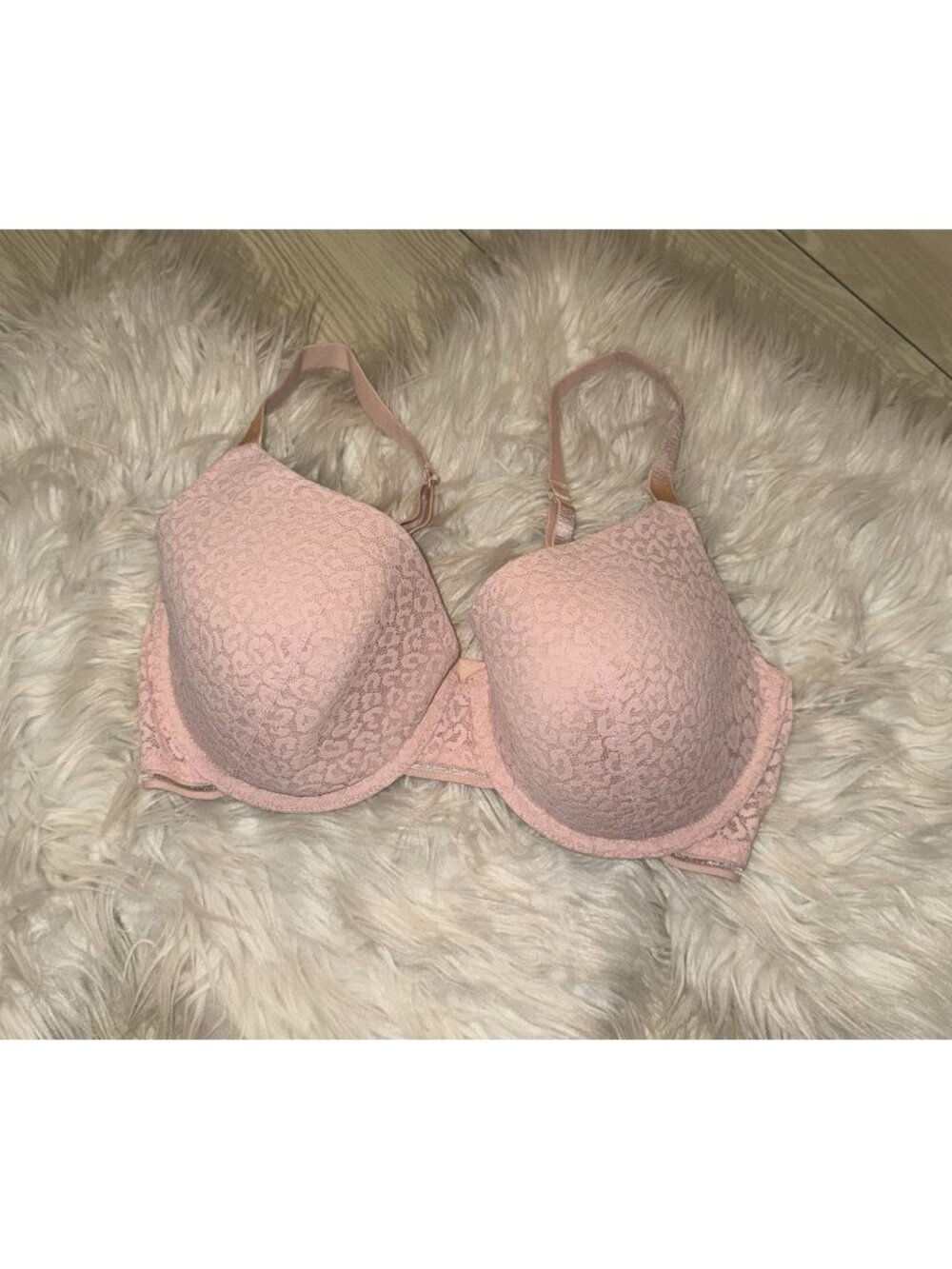 Auden The Everyday Bra Lace Lined Underwire Animal Print Womens 36DD Pink